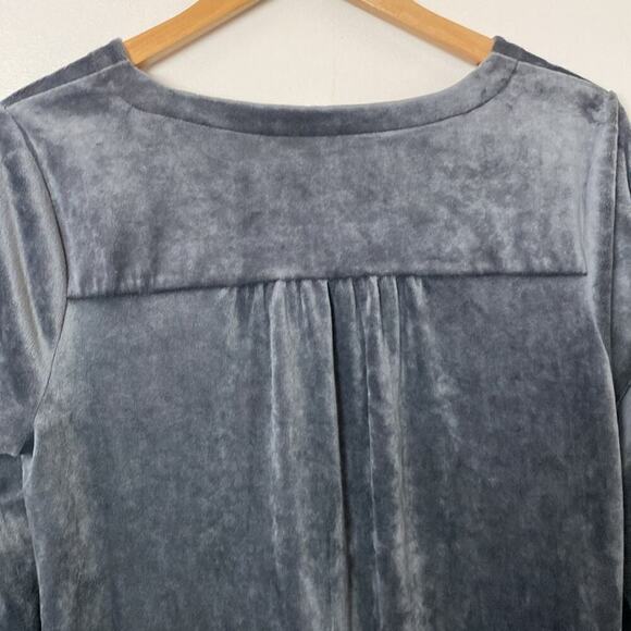 J Jill Pure Jill Velour A Line Dress V Neck Front Pockets Crushed Gray Size M - Picture 11 of 14